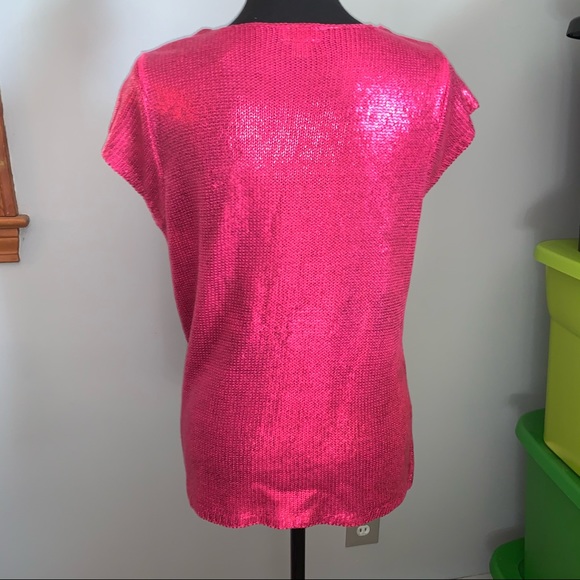 NWT Worthington ss sweater metallic pink large - Picture 3 of 4